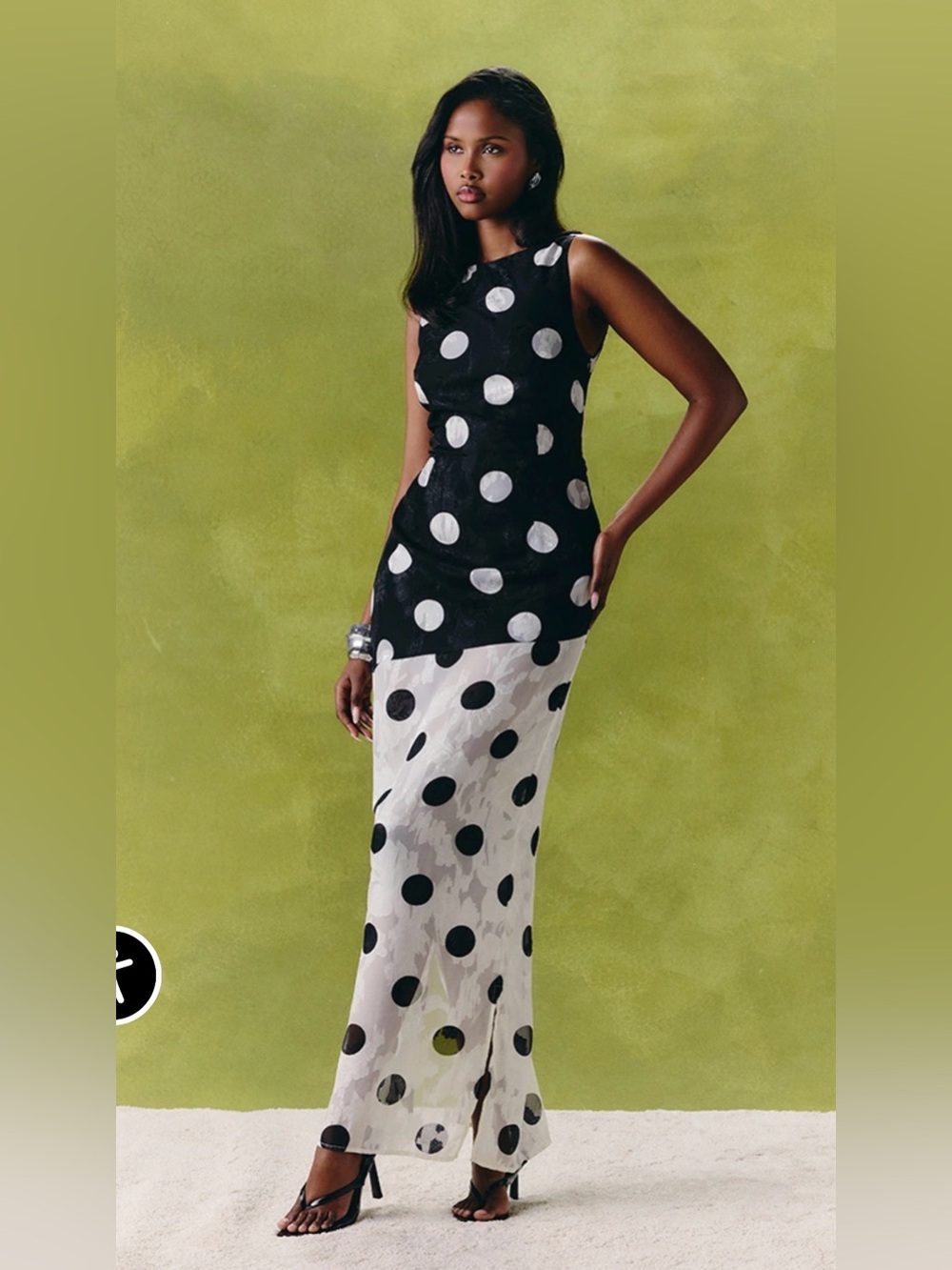 PrettyLittleThing Black & White Polka Dot Maxi Dress